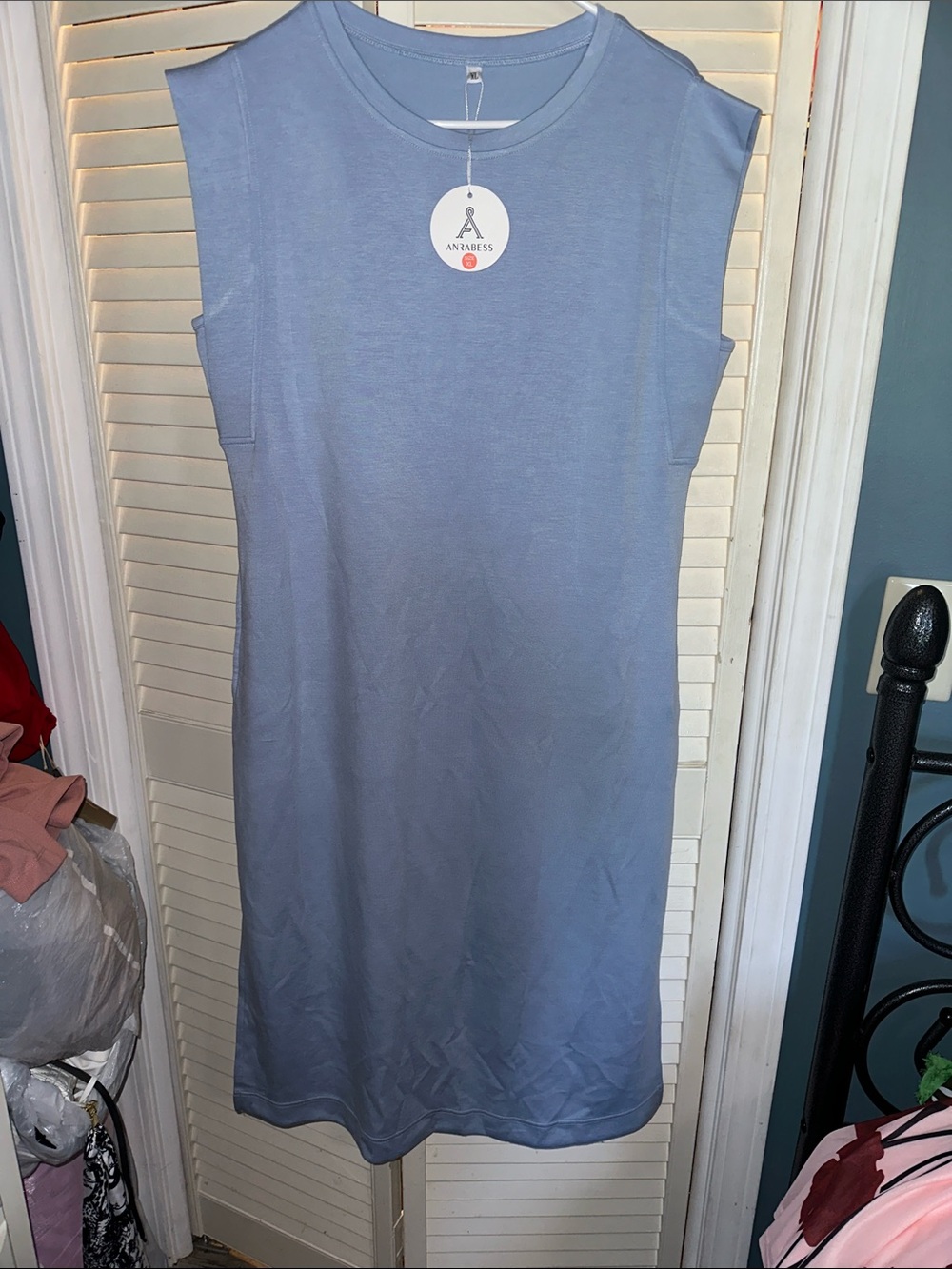 Anabess Sleeveless Midi Dress in Dusty Blue